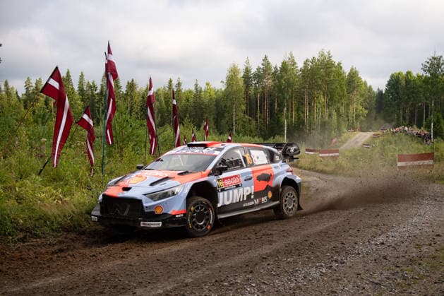 IPA87168693 - Driver Adrien Fourmaux and co-driver Alexandre Coria of the Hyundai Shell Mobis World Rally Team, driving the Hyundai i20 N Rally1,are in third place on the third day of the race during the FIA World Rally Championship WRC, Motorsport Rallye, WM Secto Rally Finland 2026, August 1, 2026, in Jyväskylä, Finland  Copyright: xLucaxBarsali IPAxSportx xx 87168693