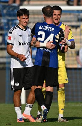 August 1, 2026, xjhx, Soccer Friendly Match, SV Waldhof Mannheim vs. Eintracht Frankfurt: Niklas Scheller (Eintracht Frankfurt), Michael Zetterer (Eintracht Frankfurt), Lukas Kluenter (Klünter) (Waldhof Mannheim), Mannheim