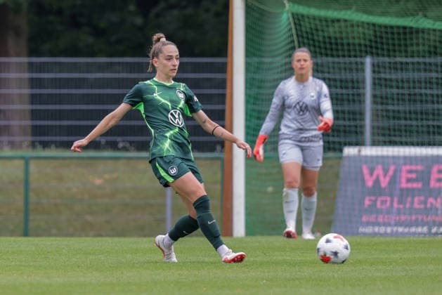 August 1, 2026, xgrfx, Women s Soccer Friendly Match, RB Leipzig vs. VfL Wolfsburg, Sophia Kleinherne, VfL Wolfsburg. DFL and DFB regulations prohibit any use of photographs as image sequences and or quasi-video. Leipzig