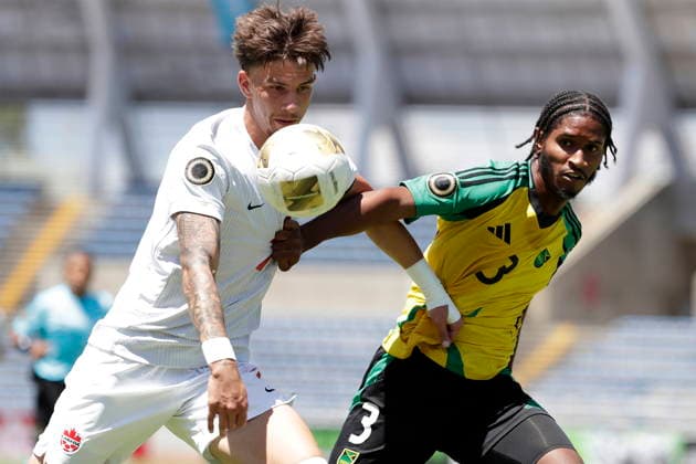 CONCACAF Under-20 Championship - Canada vs. Jamaica Marsel Bibishkov (L) of Canada in action against Jaquan Brown (R) of Jamaica during a CONCACAF U-20 Championship match between Canada and Jamaica, at the Estadio Universitario in Puebla, Mexico, 01 August 2026. Puebla Mexico  Copyright: xHILDAxRIOSx