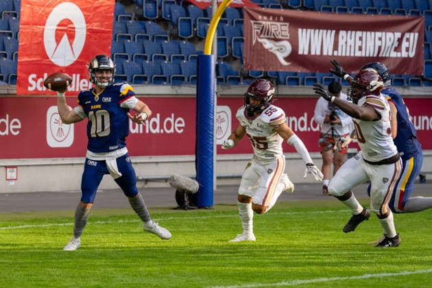 Seth Morgan Alpine Rams, 10, GER Rhein Fire vs. Alpine Rams, American Football, AFLE, 2026 Season, August 1, 2026 GER Rhein Fire vs. Alpine Rams, American Football, AFLE, 2026 Season, August 1, 2026, Duisburg Copyright: xEibner-Pressefoto FabianxFriesex EP_FFE