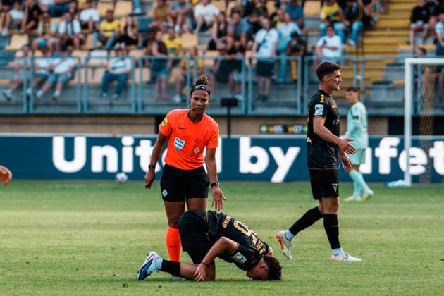 Netherlands vs. Germany Men s Soccer Friendly 2026 2027 Roda JC Kerkrade vs. Alemannia Aachen Parkstad Limburg Stadium, Foul by Faton Ademi (Alemannia Aachen), 36 on the ground, injury, Referee Shona Shukrula Copyright: xThiemoxRudolphx