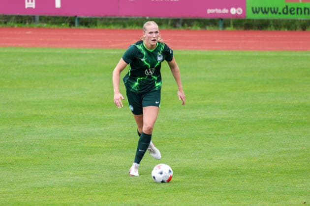 August 1, 2026, xgrfx, Women s Soccer Friendly Match, RB Leipzig vs. VfL Wolfsburg, featuring Camilla Küver (VfL Wolfsburg). DFL and DFB regulations prohibit any use of photographs as image sequences and or quasi-video. Leipzig