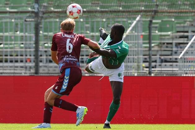 August 26, 2026, Germany, Regionalliga Nord, Soccer, Matchday 1, 2026–2027 Season, Dietmar Scholze Stadium an der Lohmuehle, VfB Lübeck vs. SC Weiche Flensburg Benjamin Lamce of SC Weiche Flensburg 08 06 in a tackle against Daouda Beleme of VfB Lübeck 21 Photo: nordphoto GmbH Tauchnitz Lübeck Dietmar Scholze Stadium an der Lohmühle SH Germany Copyright: xnordphotoxGmbHx xTauchnitzx
