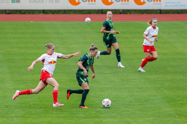 August 1, 2026, xgrfx, Women s Soccer Friendly Match, RB Leipzig vs. VfL Wolfsburg, Emilia Kiaer Geirsdottir (RB Leipzig), Svenja Huth, VfL Wolfsburg; DFL and DFB regulations prohibit any use of photographs as image sequences and or quasi-video, Leipzig