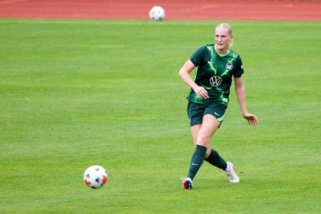 August 1, 2026, xgrfx, Women s Soccer Friendly Match, RB Leipzig vs. VfL Wolfsburg, featuring Camilla Küver (VfL Wolfsburg). DFL and DFB regulations prohibit any use of photographs as image sequences and or quasi-video. Leipzig