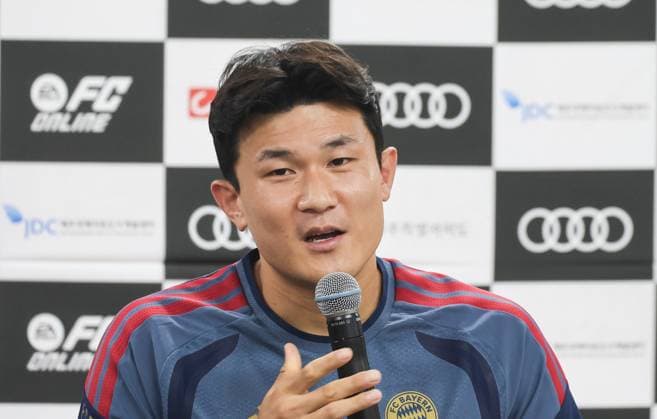 SKO, Kim Min-jae, FC Bayern Munich, 3, FC Bayern Munich press conference ahead of the friendly match against Jeju SK, 2026–27 season, March 8, 2026, Bayern Munich, South Korea Copyright: xEibner-Pressefotox EP_JNL