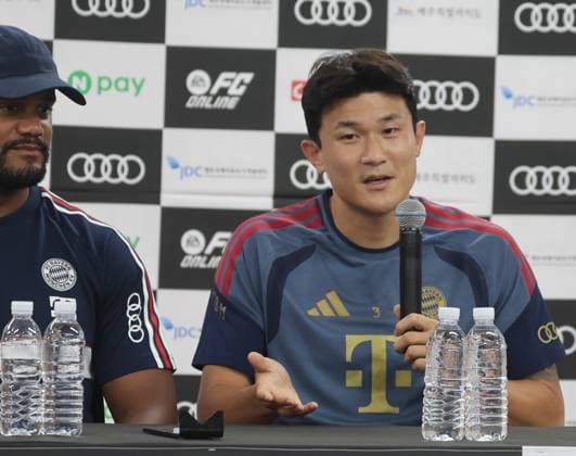 SKO, Kim Min-jae, FC Bayern Munich, 3, FC Bayern Munich press conference ahead of the friendly match against Jeju SK, 2026–27 season, March 8, 2026, Bayern Munich, South Korea Copyright: xEibner-Pressefotox EP_JNL