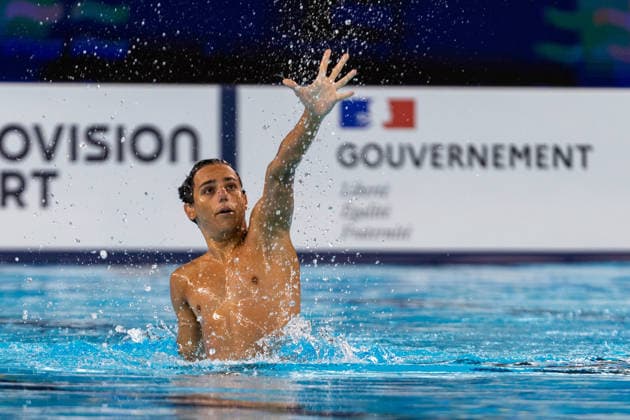 SWIMMING - EAC 2026 PARIS,FRANCE,03.AUG.26 - SWIMMING - European Aquatics Championships Paris 2026, artistic swimming, solo free, men. Image shows David Martinez Delgado (SWE).  GEPAxpictures xPhilippxBrem