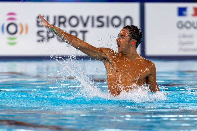 SWIMMING - EAC 2026 PARIS,FRANCE,03.AUG.26 - SWIMMING - European Aquatics Championships Paris 2026, artistic swimming, solo free, men. Image shows Jordi Caceres Iglesia (ESP).  GEPAxpictures xPhilippxBrem