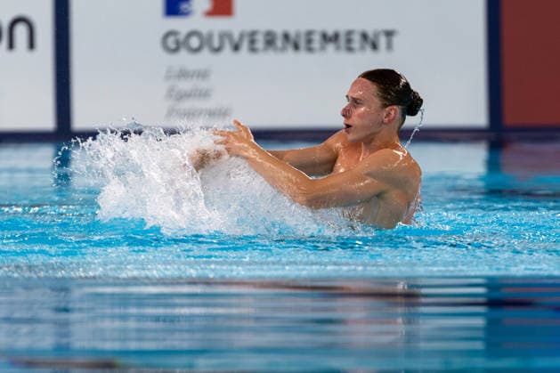 SWIMMING - EAC 2026 PARIS,FRANCE,03.AUG.26 - SWIMMING - European Aquatics Championships Paris 2026, artistic swimming, solo free, men. Image shows Zakhar Trofimov (NAB).  GEPAxpictures xPhilippxBrem