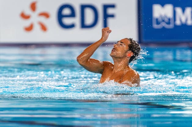 SWIMMING - EAC 2026 PARIS,FRANCE,03.AUG.26 - SWIMMING - European Aquatics Championships Paris 2026, artistic swimming, solo free, men. Image shows Jordi Caceres Iglesia (ESP).  GEPAxpictures xPhilippxBrem