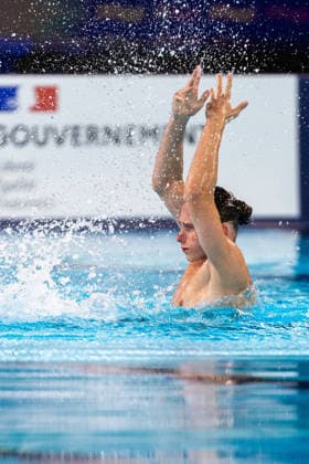 SWIMMING - EAC 2026 PARIS,FRANCE,03.AUG.26 - SWIMMING - European Aquatics Championships Paris 2026, artistic swimming, solo free, men. Image shows Zakhar Trofimov (NAB).  GEPAxpictures xPhilippxBrem