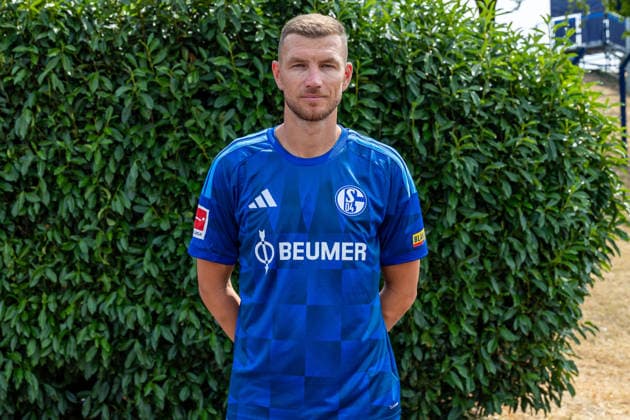 August 3, 2026, Photo shoot for the 2026–2027 season at FC Schalke 04, Bundesliga 1, , Edin Dzeko, FC Schalke 04, Gelsenkirchen, Veltins Arena, North Rhine-Westphalia, Germany, xRHR, PHOTO DEx Copyright: DennisxEwert RHR-FOTOx RHR-FOTO DE