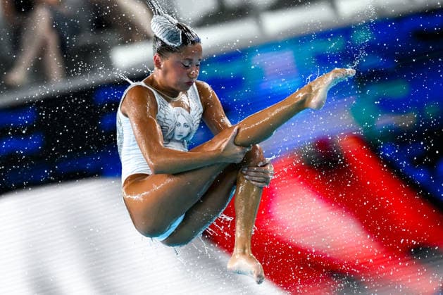 Athletes of team Italy compete in the artistic swimming Team Free Final during the European Aquatics Championships at the Olympic Aquatic Center in Paris (France), August 3, 2026. Andrea Staccioli