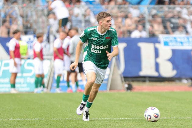 August 1, 2026, Men s Soccer, 2026–2027 Season, Bavarian Regional League, Matchday 2: 1 FC Schweinfurt 1905 vs. TSV 1860 Munich, Philipp Hack (FC Schweinfurt 05), 07 with ball, still image, Schweinfurt Riedel Bau Arena at Sachs Stadio, Bavaria, Lower Franconia, Germany