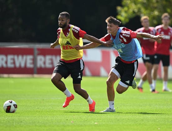 August 3, 2026, xophax, Soccer, Bundesliga 1, 1. FC Köln Training at the Geissbockheim of 1. FC Köln; from left to right: Linton Maina and Jonathan Friemel; both on the right are from 1. FC Köln