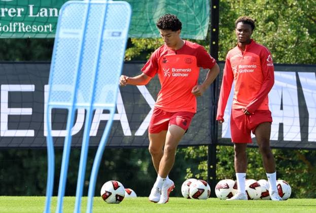 GER, Bayer 04 Leverkusen Training Camp in Blankenhain, August 3, 2026, Blankenhain, GER, 2026–2027 Season, Bundesliga 1, Bayer 04 Leverkusen Training Camp in Pictures: Ibrahim Maza, Leverkusen on the Ball. DFL regulations prohibit any use of photographs as image sequences and or quasi-video content.