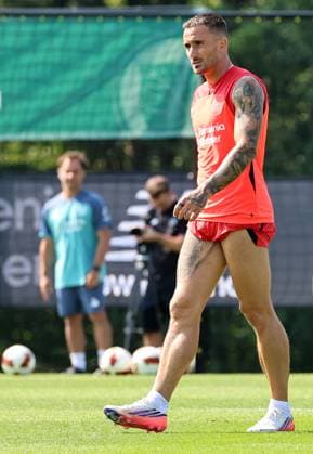 GER, Bayer 04 Leverkusen Training Camp in Blankenhain, August 3, 2026, Blankenhain, GER, 2026–2027 Season, Bundesliga 1, Bayer 04 Leverkusen Training Camp in Pictures: Aleix Garcia, Leverkusen. DFL regulations prohibit any use of photographs as image sequences and or quasi-video content.