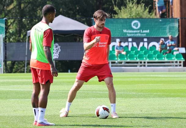 GER, Bayer 04 Leverkusen Training Camp in Blankenhain, August 3, 2026, Blankenhain, GER, 2026–2027 Season, Bundesliga 1, Bayer 04 Leverkusen Training Camp in Pictures: Jonas Hofmann, Leverkusen on the Ball. DFL regulations prohibit any use of photographs as image sequences and or quasi-video content.