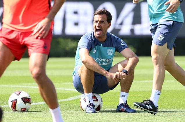 GER, Bayer 04 Leverkusen Training Camp in Blankenhain, August 3, 2026, Blankenhain, GER, 2026–2027 Season, Bundesliga 1, Bayer 04 Leverkusen Training Camp in Pictures: Coach Carles Martinez, Leverkusen. DFL regulations prohibit any use of photographs as image sequences and or quasi-video content.