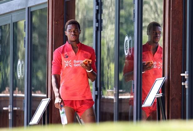 GER, Bayer 04 Leverkusen Training Camp in Blankenhain, August 3, 2026, Blankenhain, GER, 2026–2027 Season, 1. Bundesliga, Bayer 04 Leverkusen Training Camp in Pictures: Jeanuel Belocian, Leverkusen. DFL regulations prohibit any use of photographs as image sequences and or quasi-video content.