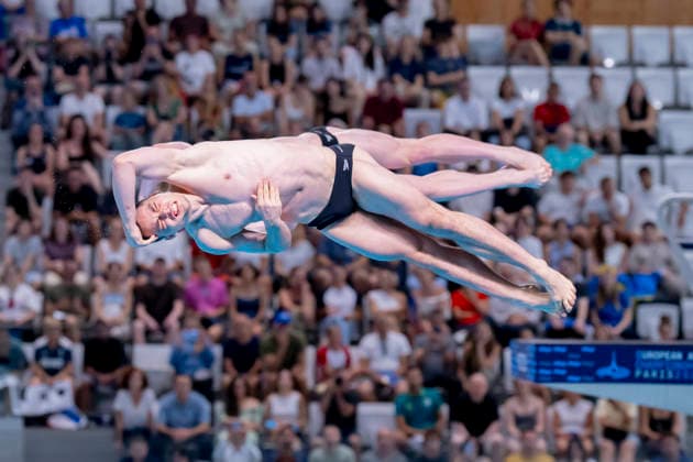 France, Paris, Centre Aquatique Olympique Metropole du Grand Paris, August 3, 2026, European Aquatics Championships – Artistic Swimming, Day 4, Men’s 3m Springboard Synchronized Final, Lou Noel Guy Massenberg and Jonathan Giesbert Schauer of Germany, Photo by Eibner Pressefoto Tino Henschel European Aquatics Championships Artistic Swimming, Day 4, Men’s 3m Springboard Synchronized Final, Paris Copyright: xEibnerxPressefotox