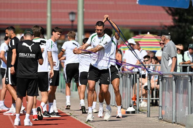 August 4, 2026 Rottach Egern Soccer, Men s, 2026–2027 Season, Borussia Mönchengladbach Training Camp, Training Drill with Tim Kleindienst, Gladbach. DFL regulations prohibit any use of photographs as image sequences and or quasi-video. Am Birkenmoos Stadium, Bavaria, Germany