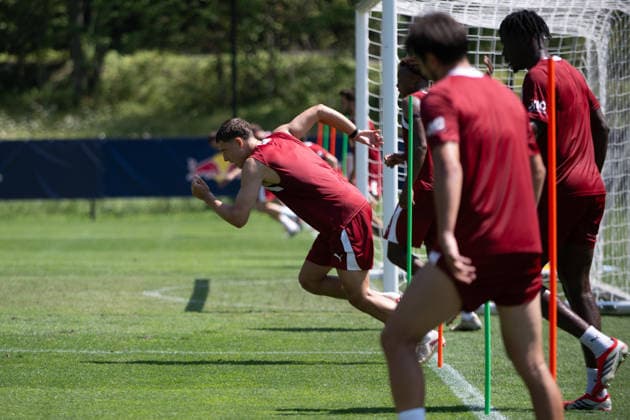 Sprint tests at 35 degrees in the shade, RB Leipzig, soccer, training camp in Austria, preseason, 2026–2027 season, GER, August 4, 2026, Eibner Press Photo by Andreas Ulmer, RB Leipzig, soccer, training camp in Austria, preseason, 2026–2027 season, GER, August 4, 2026, Copyright: xEibner-Pressefoto AndreasxUlmerx EP_AUR