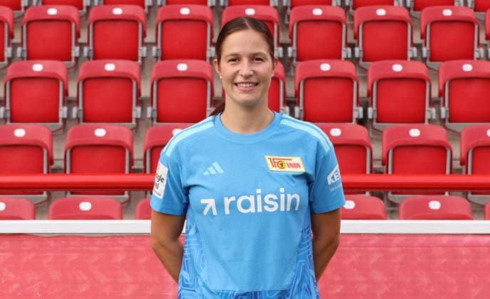 Goalkeeper Sherly Schulz 1 FC Union Berlin FCU Soccer 1 BL Women s Bundesliga Women s Team Photo Shoot 2026–2027 Season Headshot, Portrait, Introduction, Presentation, Press Event, GER 04 08 2026