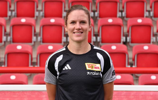 Goalkeeper Coach Alisa Vetterlein, 1. FC Union Berlin (FCU), Women s Soccer, Bundesliga, Women s Team, Photo Shoot, 2026–2027 Season, Headshot, Portrait, Introduction, Presentation, Press Event, GER 04 08 2026