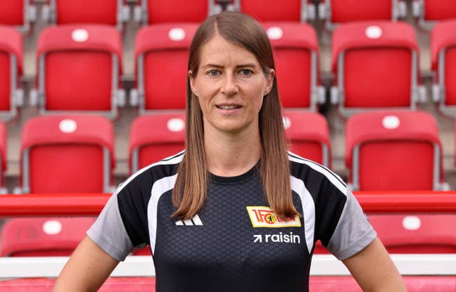 Coach Marie Louise Eta, 1. FC Union Berlin (FCU), Women s Soccer, Bundesliga, Women s Team, Photo Shoot, 2026–2027 Season, Headshot, Portrait, Introduction, Presentation, Press Event, GER 04 08 2026