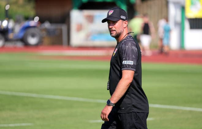 August 4, 2026, Germany, Grassau, Bundesliga, 2026–2027 season, VfB Stuttgart training camp, VfB coach Sebastian Hoeneß