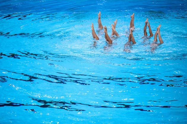 August 4, 2026: Athletes from Team Turkey compete in the artistic swimming team technical final on the fifth day of the 2026 European Aquatics Championships, 2026 in Saint Denis. Photo by Joel Marklund. BILDBYRAN code JM JM0831 bbeng artistic swimming 2026 European Aquatics Championships EM Türkiye  Copyright: JOELxMARKLUND BB260804JM025