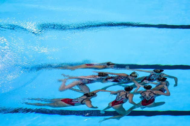 August 4, 2026: Members of Team Italy compete in the artistic swimming team technical final on the fifth day of the 2026 European Aquatics Championships on August 4, 2026 in Saint Denis. Photo by Joel Marklund, BILDBYRAN. Code: JM JM0831 bbeng artistic swimming 2026 European Aquatics Championships EM  Copyright: JOELxMARKLUND BB260804JM030