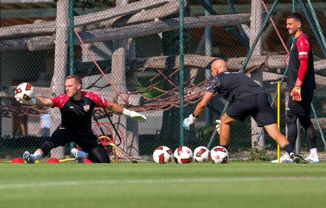 August 4, 2026, Germany, Grassau, Bundesliga, 2026–2027 season, VfB Stuttgart training camp, Marius Funk, Steffen Krebs, Fabian Bredlow