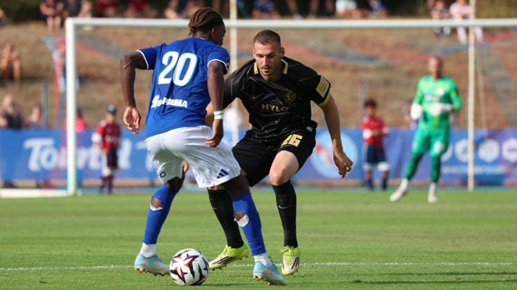 August 4, 2026, xrekx, Soccer Friendly Match, SV Elversberg vs. Racing Strasbourg, Luca Sirch, SV Elversberg. DFL and DFB regulations prohibit any use of photographs as image sequences and or quasi-video. Haguenau