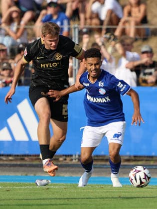 August 4, 2026, Soccer, Men s, Friendly Match, 2026–2027 Season, Racing Strasbourg vs. SV 07 Elversberg, Lasse Günther (SV 07 Elversberg), Gessime Yassine (Racing Strasbourg), Haguenau, Parc des Sports de Haguenau, Grand Est, France (FRA) Copyright: xSebastianxBachx