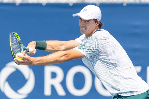 August 4, 2026, Montreal, Quebec, Canada: THIAGO AUGUSTIN TIRANTE from Argentina serving in match against DUNCAN CHAN from Canada in first round at Canadian Open at IGA stadium in Montreal, Quebec, Canada on 2026-08-04 Montreal Canada - ZUMAl189 20260804_zsp_l189_010 Copyright: xYannickxLegarex