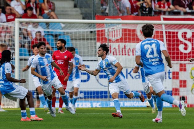 August 4, 2026, GER, Regionalliga North East, Matchday 3, 2026–2027 season, Chemnitz, Chemnitzer FC vs. FSV Zwickau. Domenico Alberico of Chemnitzer FC celebrates after the 1–0 win at Chemnitz Eins Stadium on Gellertstraße, Saxony, Germany Copyright: xnordphotoxGmbHx xTrienitzx
