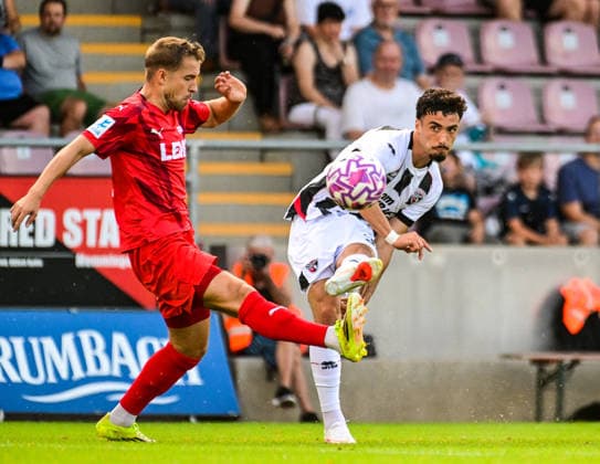 August 4, 2026, GER, Soccer, Men s, Bavarian Toto Cup, 2026–2027 Season, FC Memmingen vs. FC Ingolstadt 04 Max Zeller, Memmingen, 2; Simon Lorenz, Ingolstadt, 32; Memmingen at ArenaPark, Bavaria, Germany Copyright: xNordphotox xHafnerx