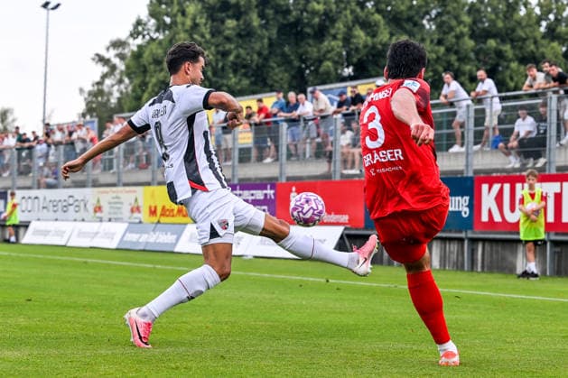 August 4, 2026, GER, Soccer, Men s, Bavarian Toto Cup, 2026–2027 Season, FC Memmingen vs. FC Ingolstadt 04 Fredrik Carlsen Ingolstadt, 8, Jakob Gräser Memmingen, 3 Memmingen at ArenaPark Bavaria, Germany Copyright: xNordphotox xHafnerx