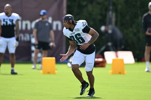 PHILADELPHIA, PA - AUGUST 04: Philadelphia Eagles cornerback Maximus Pulley 36 is shown during the Philadelphia Eagles training camp on August 4th, 2026 at Jefferson Health Training Center in Philadelphia, PA. (Photo by Terence Lewis Icon Sportswire) NFL, American Football Herren, USA AUG 04 Eagles Training Camp EDITORIAL USE ONLY Icon260804013