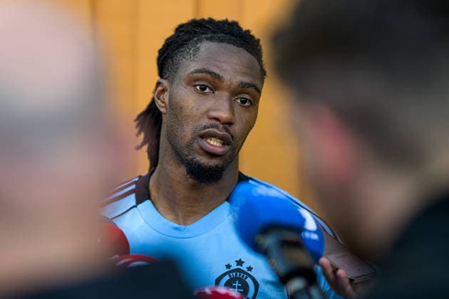 August 4, 2026: Manasse Kianga of Slovan Bratislava after the Champions League soccer qualifying match between Mjällby and Slovan Bratislava on August 4, 2026 in Hällevik. Photo by Christoffer Borg Mattisson, BILDBYRAN COP 261 CB0545 soccer football UEFA Champions League Mjällby Slovan Bratislava bbeng  Copyright: CHRISTOFFERxBORGxMATTISSON BB260804CB132