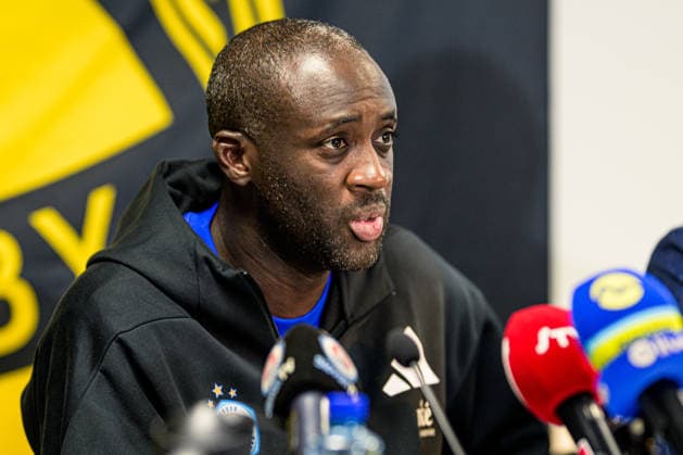 August 4, 2026: Coach Yaya Touré of Slovan Bratislava at the press conference following the Champions League qualifying match between Mjällby and Slovan Bratislava on August 4, 2026 in Hällevik. Photo by Christoffer Borg Mattisson, BILDBYRAN COP 261 CB0545 soccer football UEFA Champions League Mjällby Slovan Bratislava bbeng  Copyright: CHRISTOFFERxBORGxMATTISSON BB260804CB142