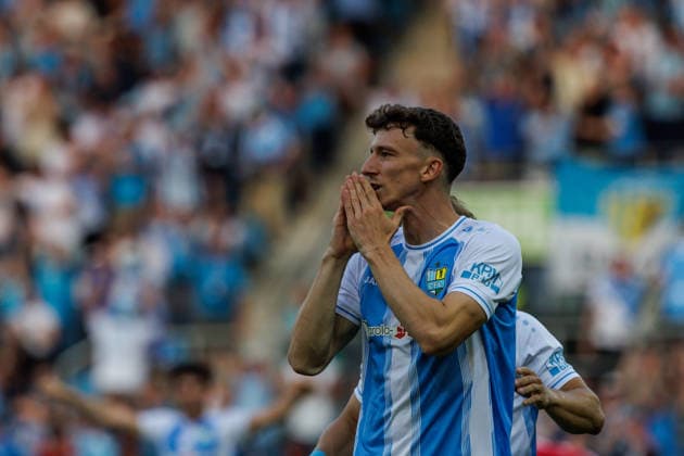 August 4, 2026, GER, Regionalliga North East, Matchday 3, 2026–2027 season, Chemnitz, Chemnitzer FC vs. FSV Zwickau, David Vogt, Chemnitzer FC 11 celebrates, Chemnitz Eins Stadium, An der Gellertstraße, Saxony, Germany Copyright: xnordphotoxGmbHx xTrienitzx