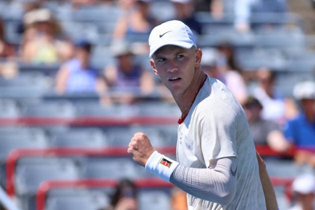 ATP, Tennis Herren Masters 1000 National Bank Open Montreal 2026 - Round of 64 - Day 4 Martin Damm of United States celebrates a point during the Men™s Singles round of 64 match against Stefanos Tsitsipas of Greece on day 4 of the ATP Masters1000 National Bank Open at IGA Stadium. on August 4, 2026, in Montreal, Canada. (Photo by Horacio Zamora Eyepix Group) Copyright: xHoracioxZamorax xEyepixxGroupx HZ_04082026_193773