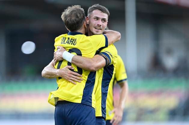 Royale Union Saint-Gilloise v Bodo Glimt - UEFA Champions League OOSTENDE, BELGIUM - AUGUST 04 : Florucz Raul Alexander forward of Royale Union Saint-Gilloise celebrates scoring the equalising goal during the UEFA Champions League 2026 27 third qualifying round first leg between Royale Union Saint-Gilloise and Bodo Glimt on August 4, 2026 in Oostende, Belgium, 04 08 2026 Oostende Belgium  Copyright: xNicoxVereeckenx