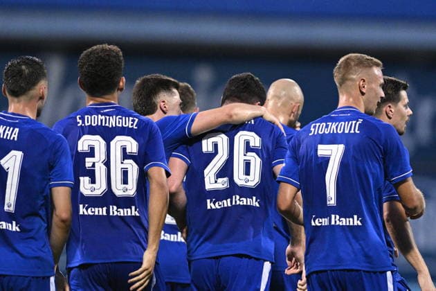 Croatia, Zagreb, 040826. Maksimir Stadium. Football match of the third round of UEFA Champions League qualification, GNK Dinamo - FK Kauno Zalgiris. In the photo: Dinamo players celebrating. Photo: Damir Krajac CROPIX Copyright: xxDamirxKrajacx dk_dinamo_kauno46-040826