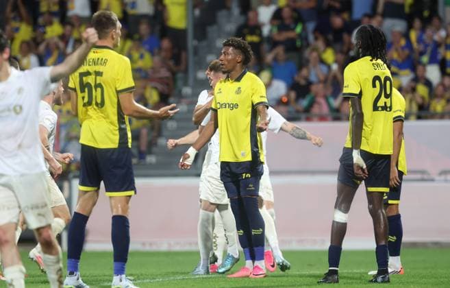 Union s Kevin Rodriguez looks dejected during a soccer game between Belgian Royale Union Saint-Gilloise and Norwegian Bodo Glimt, Tuesday 04 August 2026 in Oostende, in the first leg of the third qualifying round for the UEFA Champions League. VIRGINIExLEFOUR  x182756681x